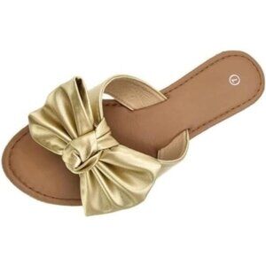 Sandals Slip On Slide Flat with Twist Knot Bow
